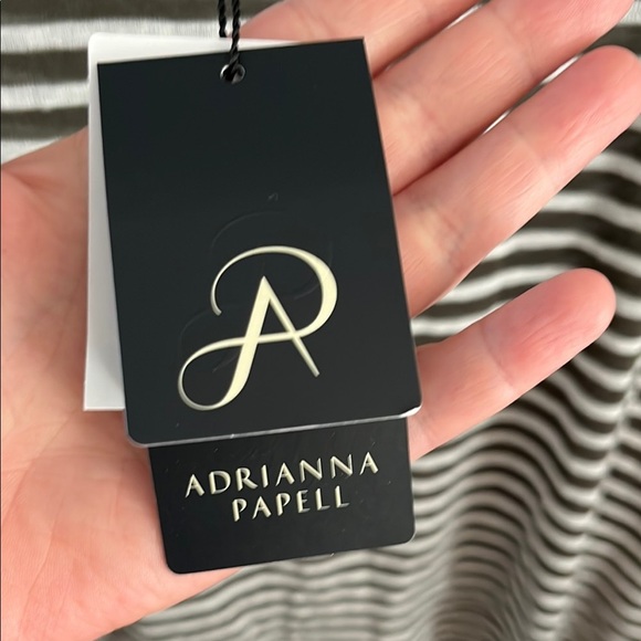 Adrianna Papell Olive and White Striped Tee - Picture 4 of 6